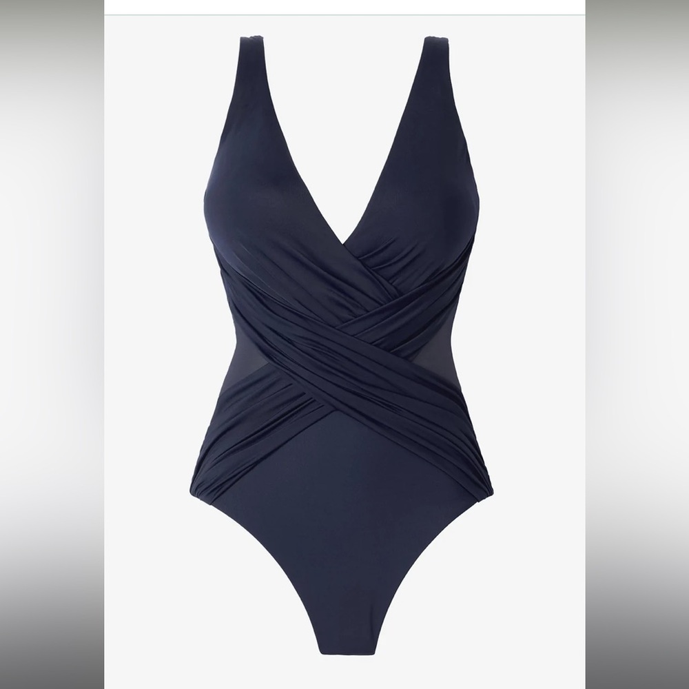 MIRACLESUIT Midnight Crossover One Piece Swimsuit Plus Size 20W VGUC